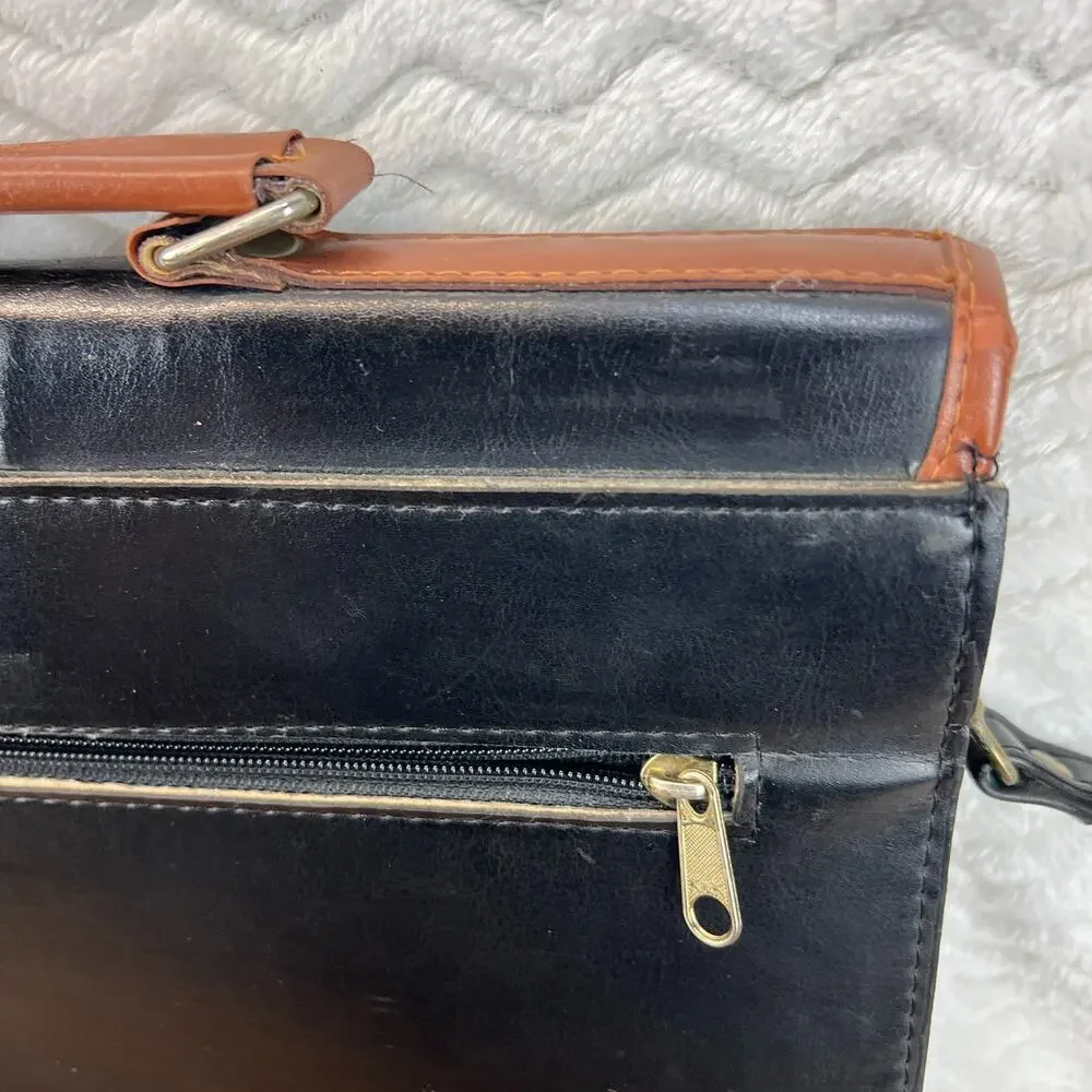 Vintage French Saddle Leather Briefcase Satchel Le Déco Professor Document Bag